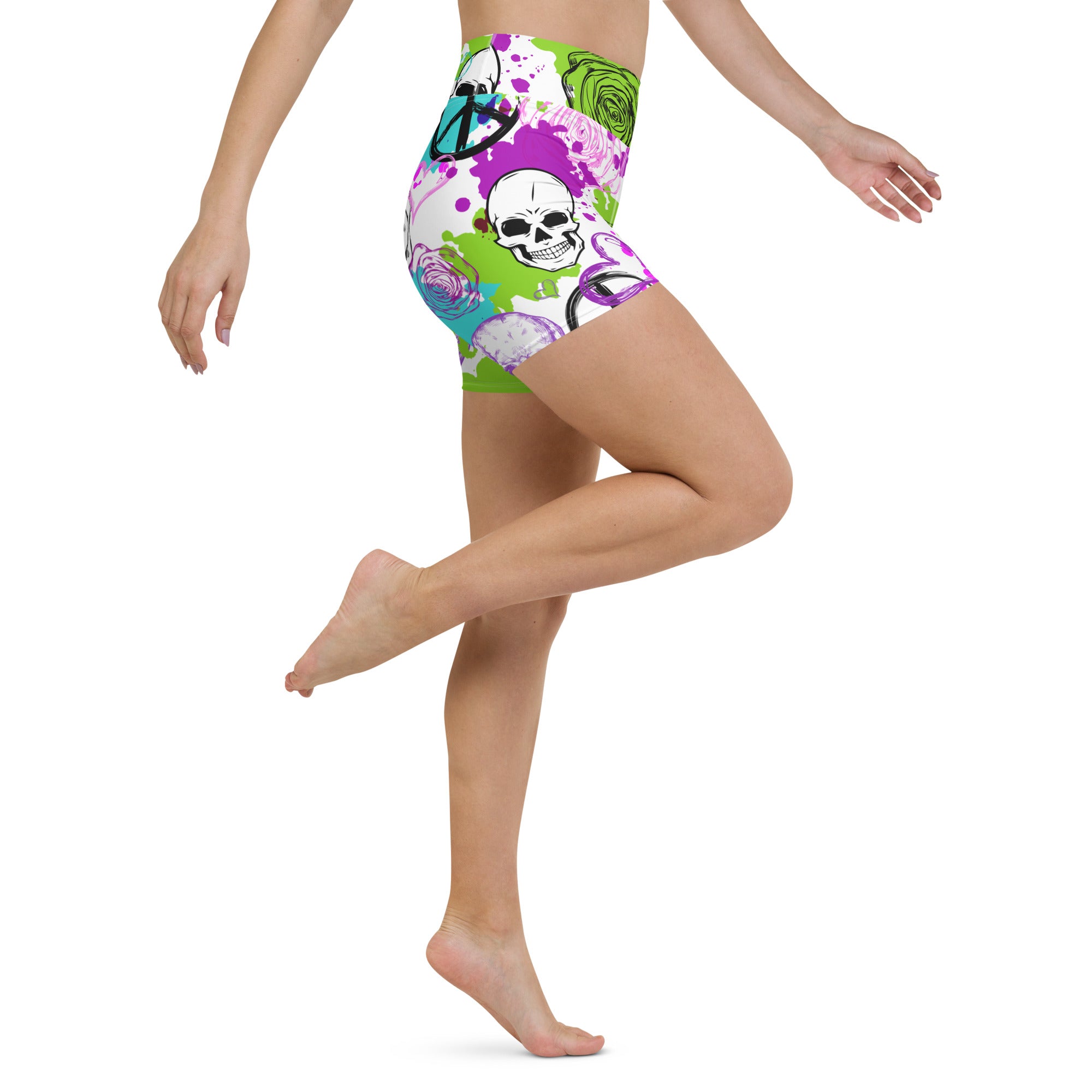 Floral Goth Print Yoga Shorts
